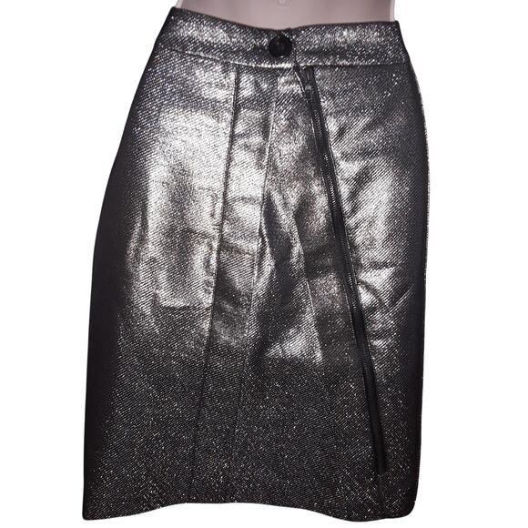 Proenza Schouler Sz 2 Silver Grey Metallic Pencil Skirt - Picture 2 of 5